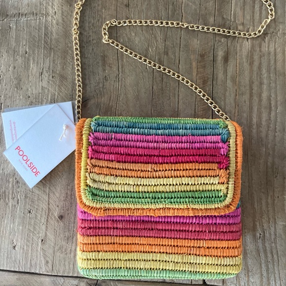Poolside Handbags - Poolside rainbow straw clutch Brand New!!